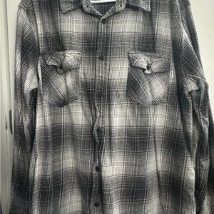 Men's Black and White Plaid Shirt